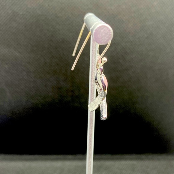 🔴 Breast Cancer Awareness Pink Ribbon Earrings - Picture 4 of 4